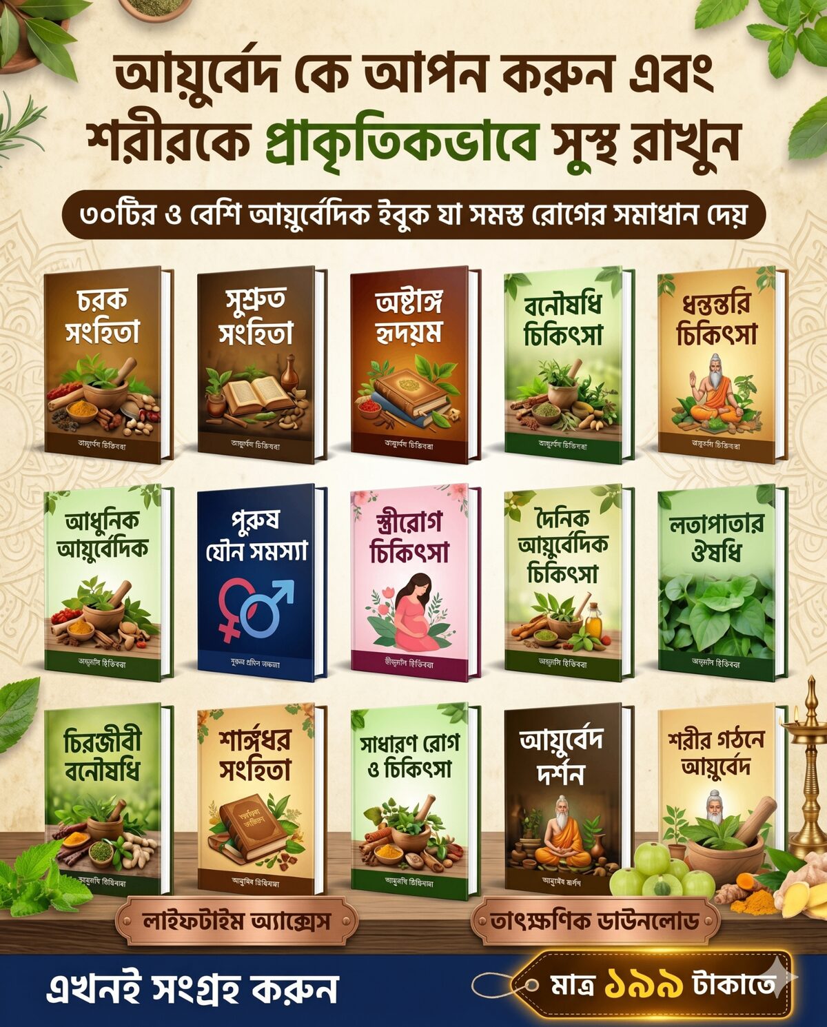 ৩০+ বাংলা আয়ুর্বেদ ই-বুক সংগ্রহ — চরক, সুশ্রুত, অষ্টাঙ্গ হৃদয়